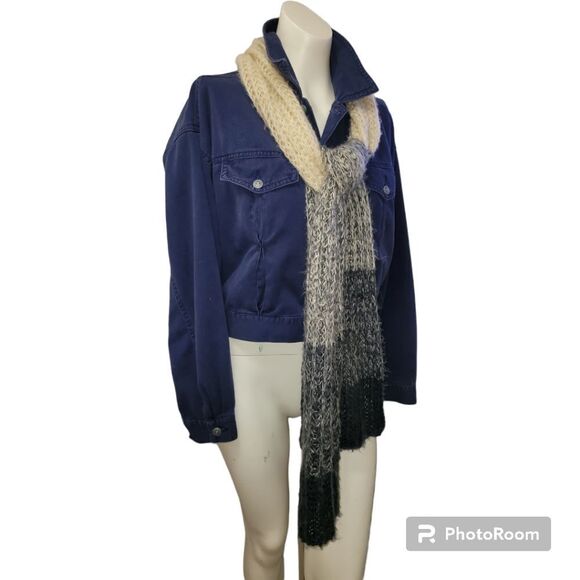 Blue Hombre Knit Scarf 91" X 11" - Picture 2 of 5